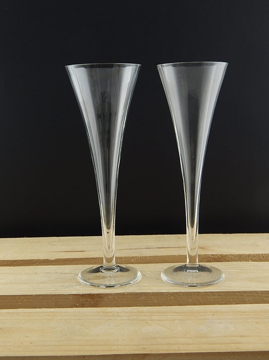 ART DECO ELEGANTE PREZIOSA COPPIA CALICI FLUTE CRISTALLO ROGASKA MODELLO LUNA