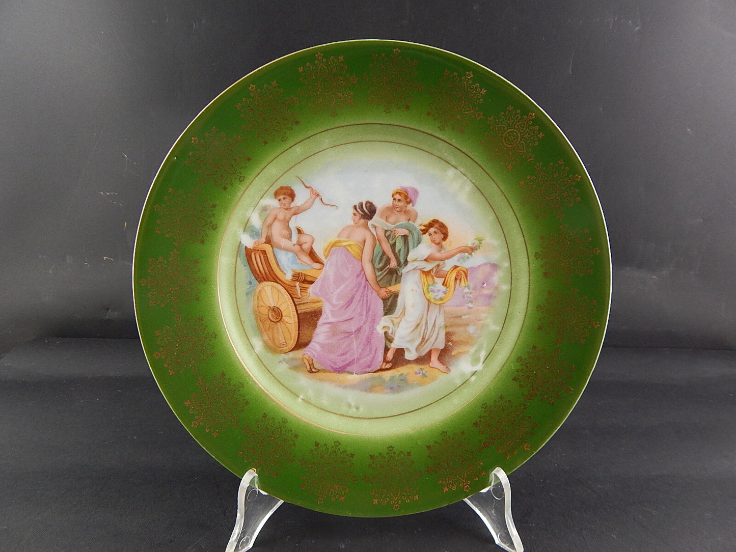 ANTICO ELEGANTE PIATTO PORCELLANA IMPERO VIENNA COLLEZIONE SCENA MITOLOGICA