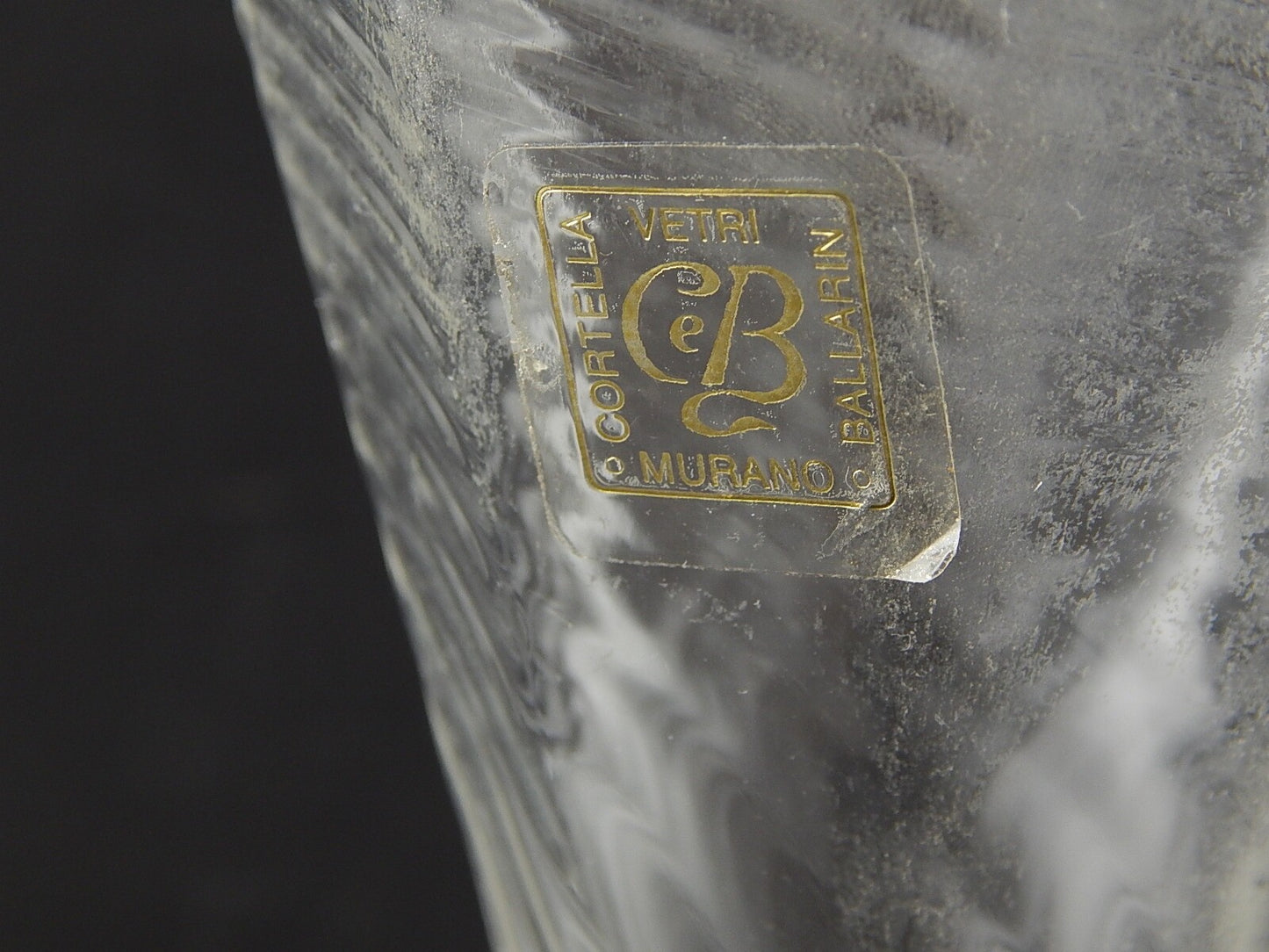 TIPETTO CALICE MURANO VETRO SOFFIATO RIGATO CIGNO FIRMATO CORTELLA & BALLARIN