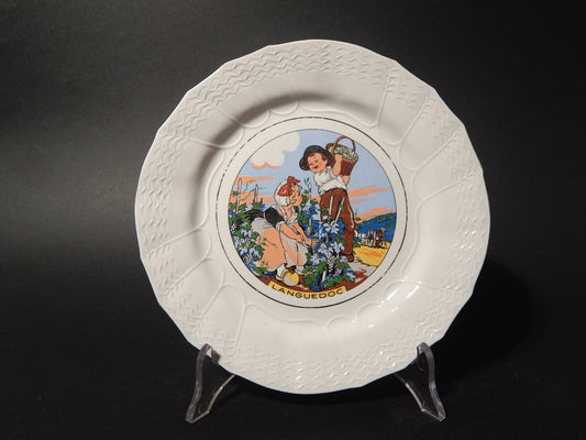 ANTICO PIATTO DECORATIVO CERAMICA SARREGUEMINES LANGUEDOC PRIMA META' 900