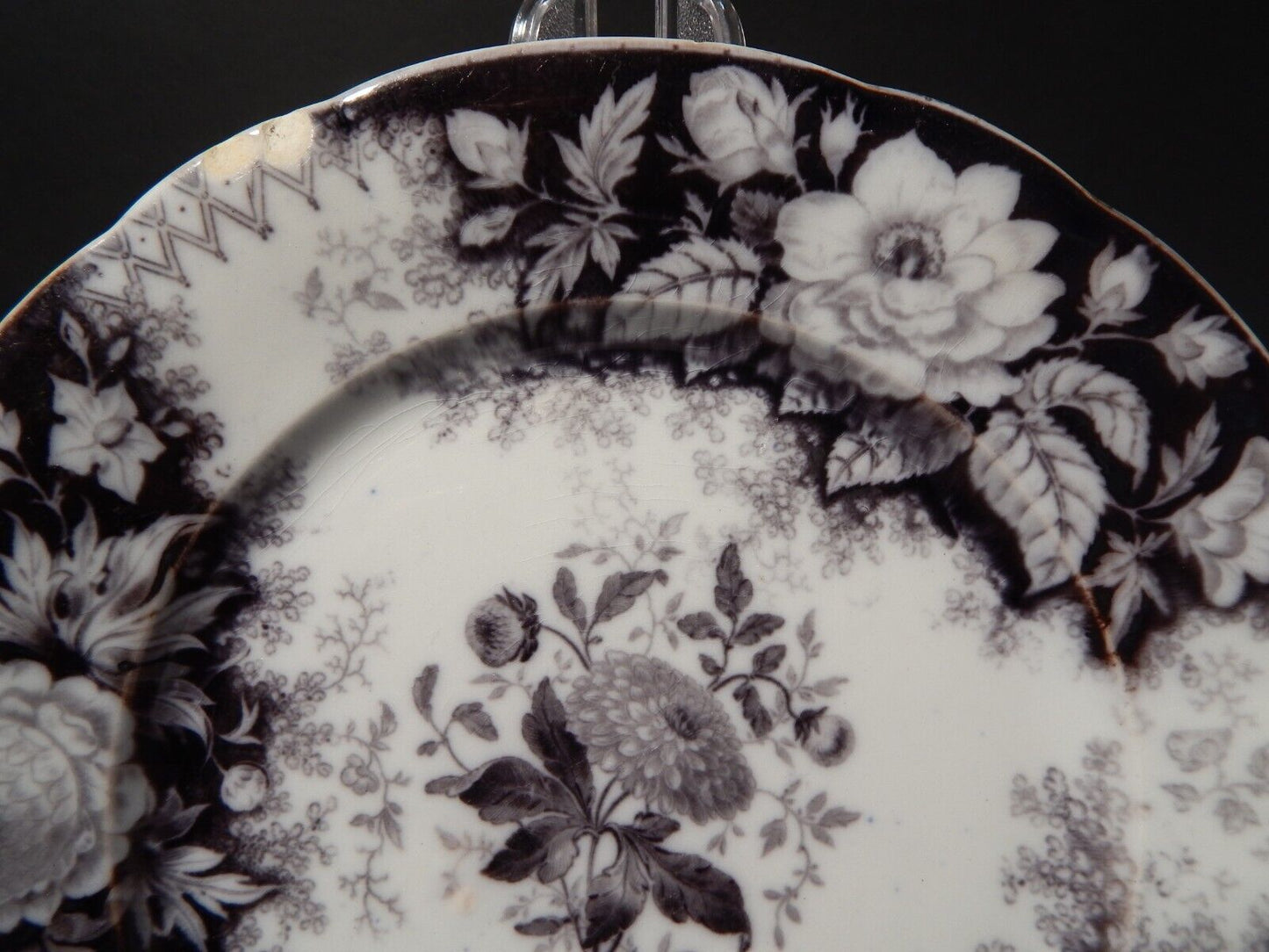 ANTICO RARO PIATTO CERAMICA DISEGNO JARDINIERE VILLEROY & BOCH FINE '800 difetto