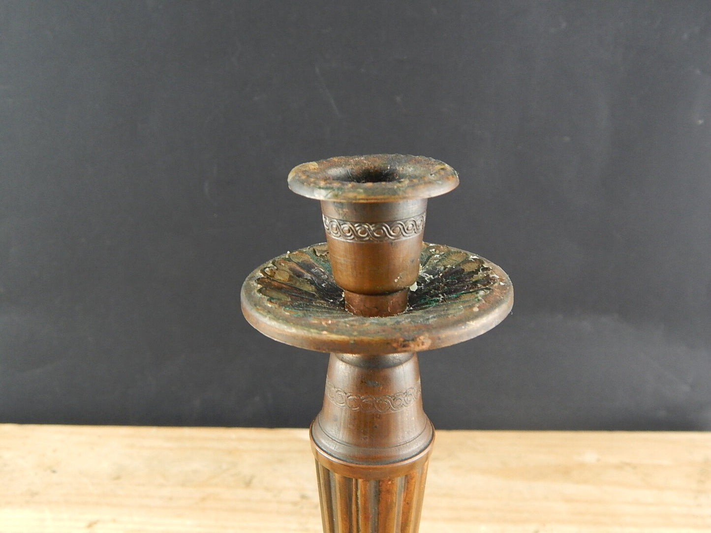 ANTICO CANDELABRO CANDELIERE PORTA CANDELA IN RAME PRIMO 900