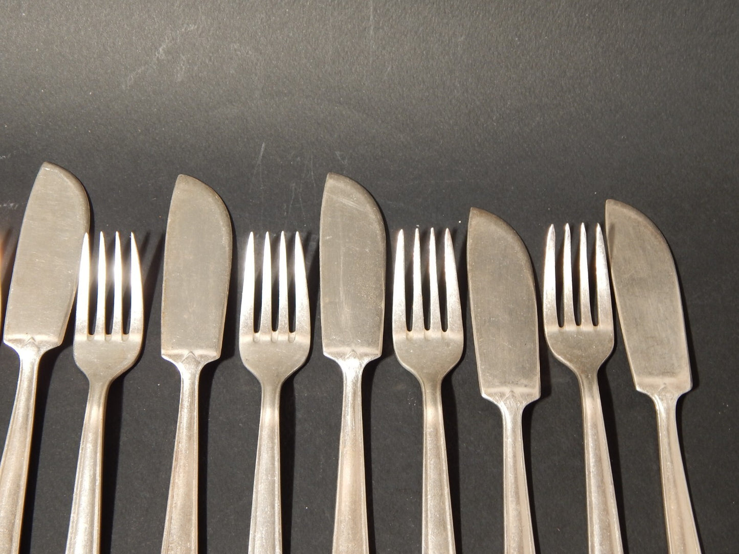 ANNI 50 ARTHUR KRUPP MILANO SET 12 POSATE PESCE ALPACCA ARGENTATE GIO' PONTI