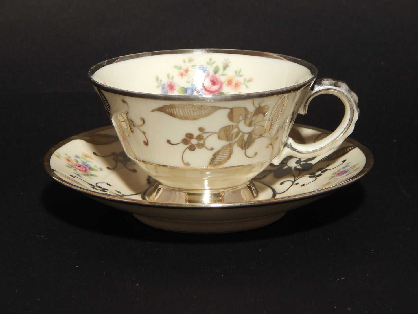 ANTICA TAZZA DA TE' PORCELLANA VOHENSTRAUSS JOHANN SELTMANN BAVARIA ARGENTO