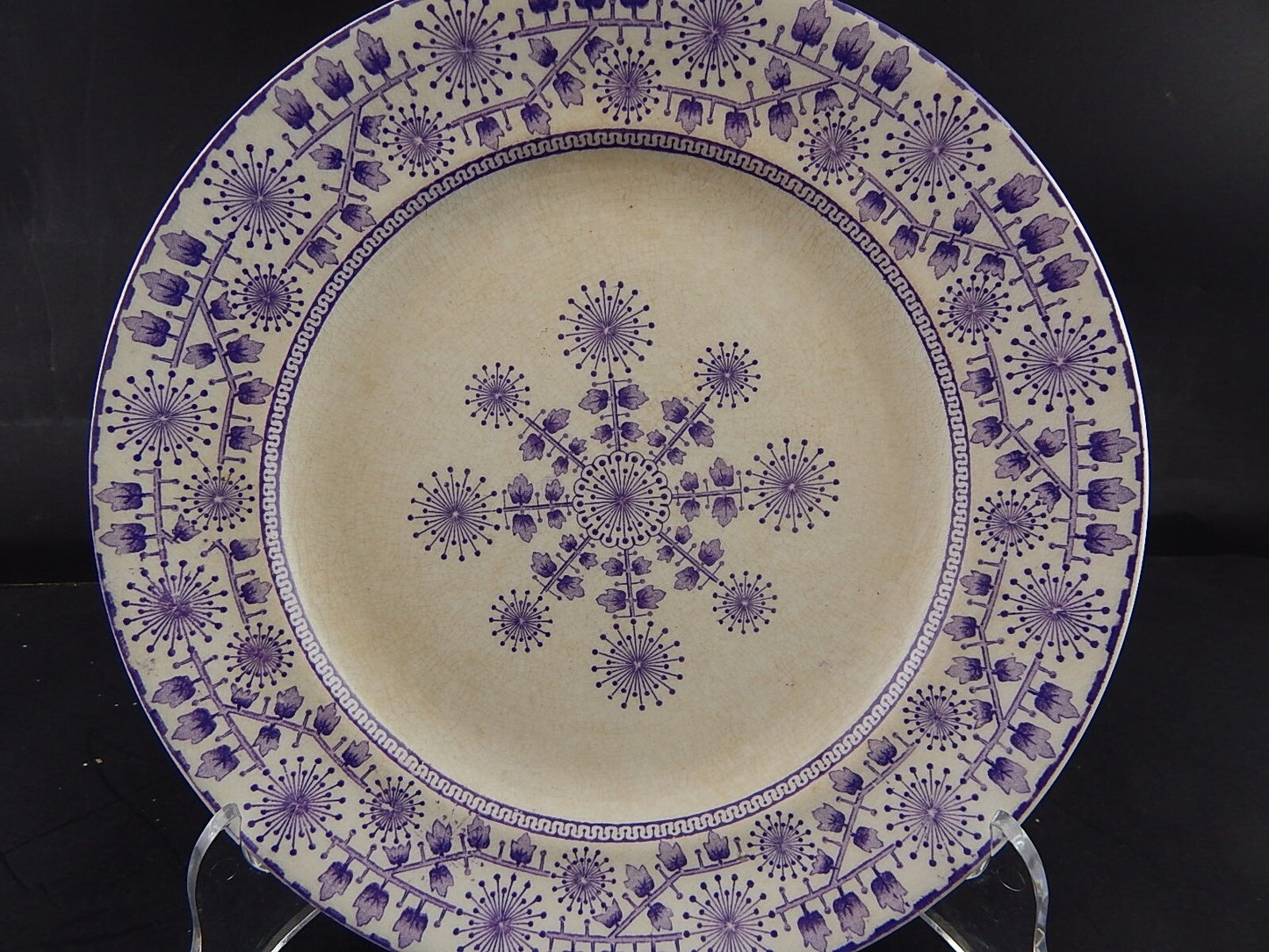 ANTICO PIATTO CERAMICA META' 800 GUSTAVSBERG TRANSFERWARE VIOLA #9430