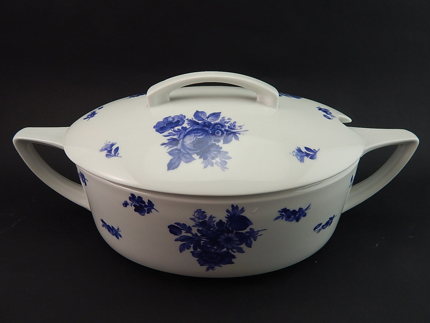 ANTICA 1920 PREZIOSA PORCELLANA KRAUTHEIM BAVARIA ZUPPIERA BIANCA ROSE BLU