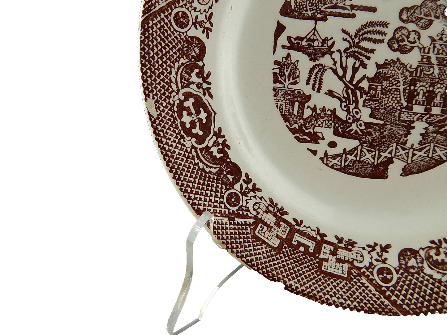 ANTICO PIATTO CERAMICA VEDOVA BESIO&FIGLIO MONDOVI' FINE 800 STAMPA MANO WILLOW