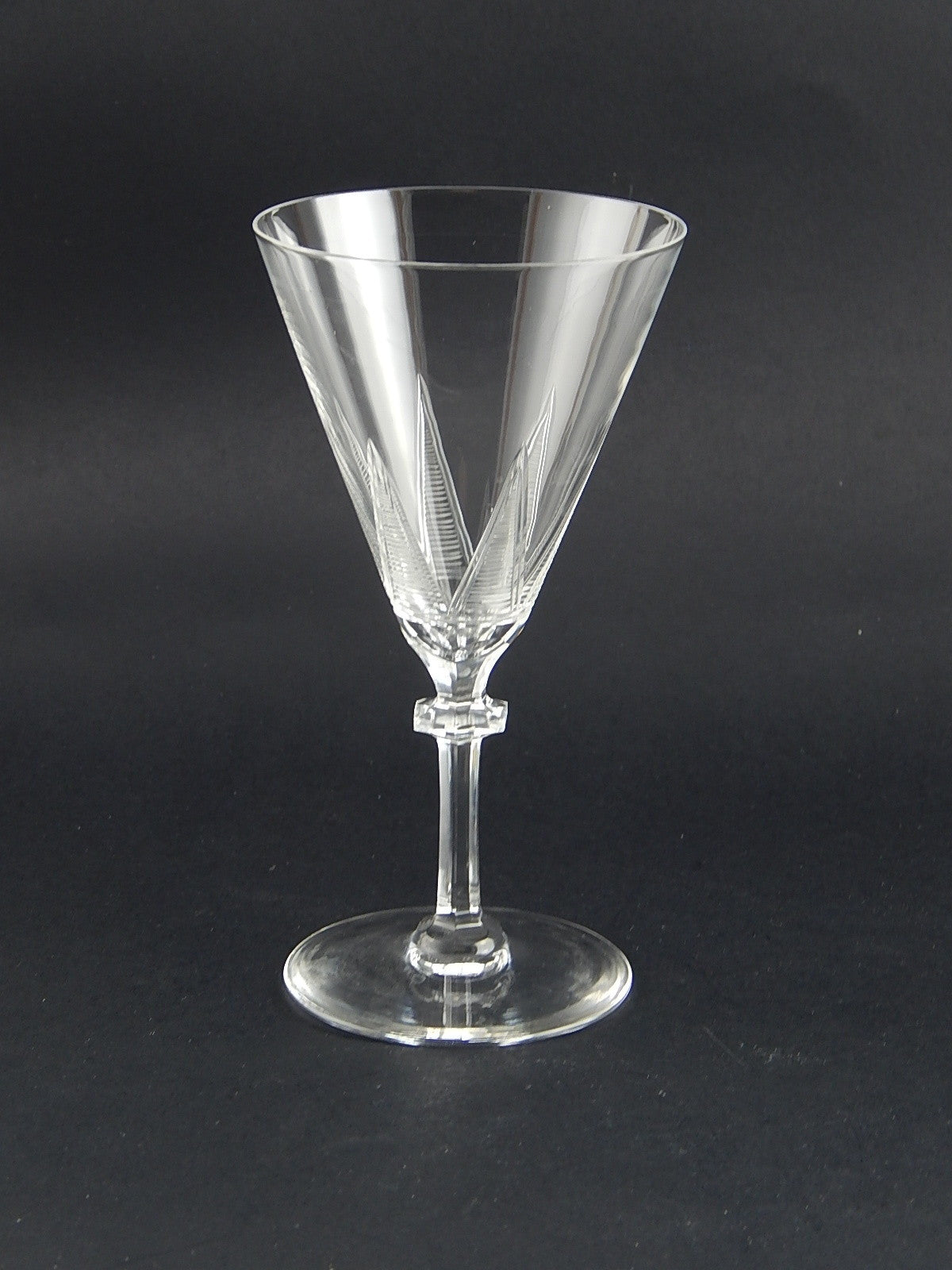 ANTICO BICCHIERE CALICE CRISTALLO INCISO PUNTA DIAMANTE EPOCA ART DECO