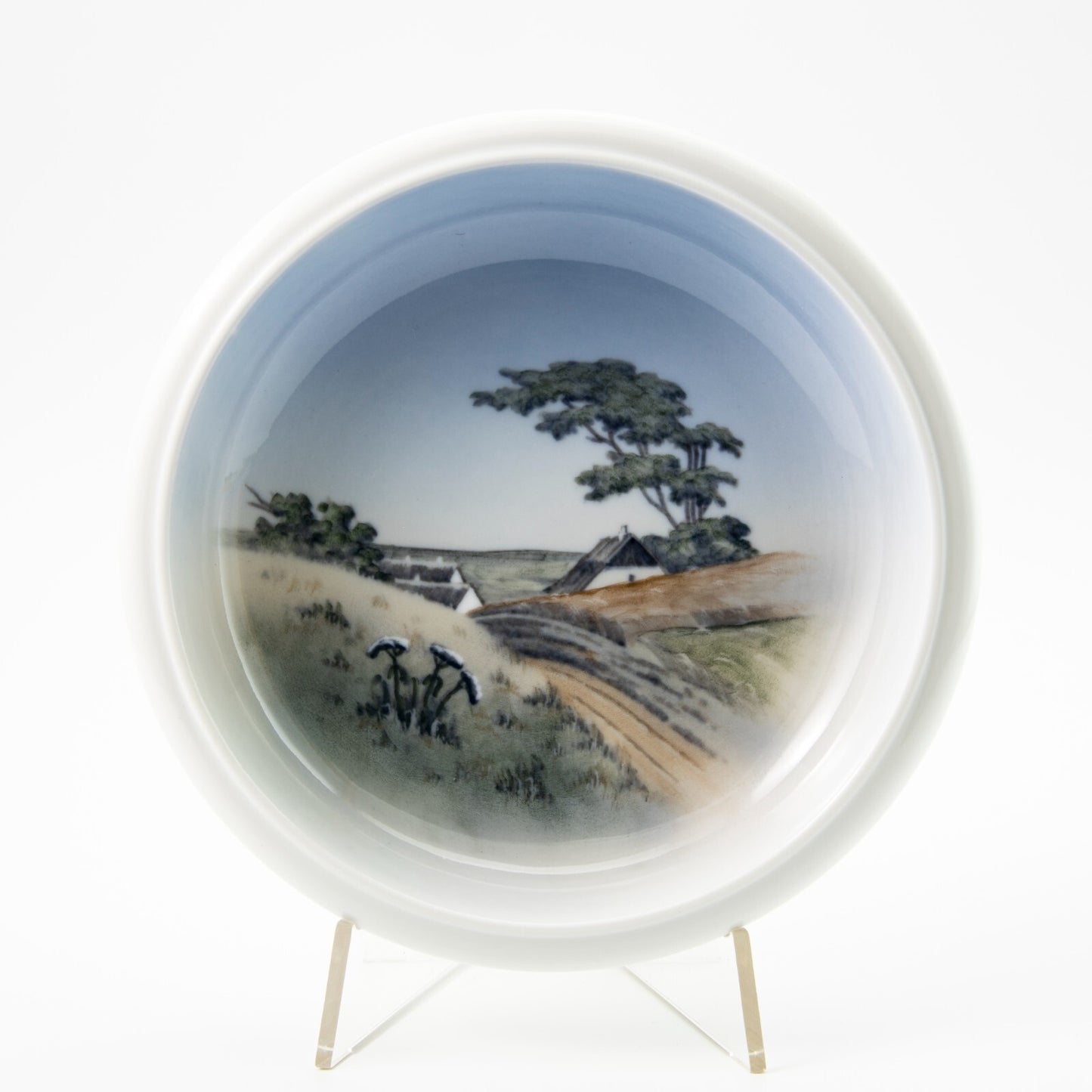 SVUOTATASCHE POSACENERE PIATTO PORCELLANA ROYAL COPENHAGEN CON PAESAGGIO CM 18