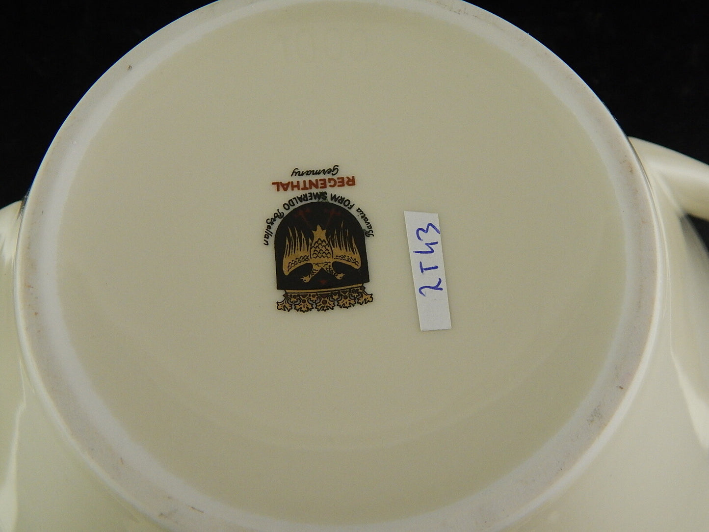 RETRO ELEGANTE PICCOLA ZUPPIERA IMPERO PORCELLANA BAVARIA AVORIO SMERALDO ORO