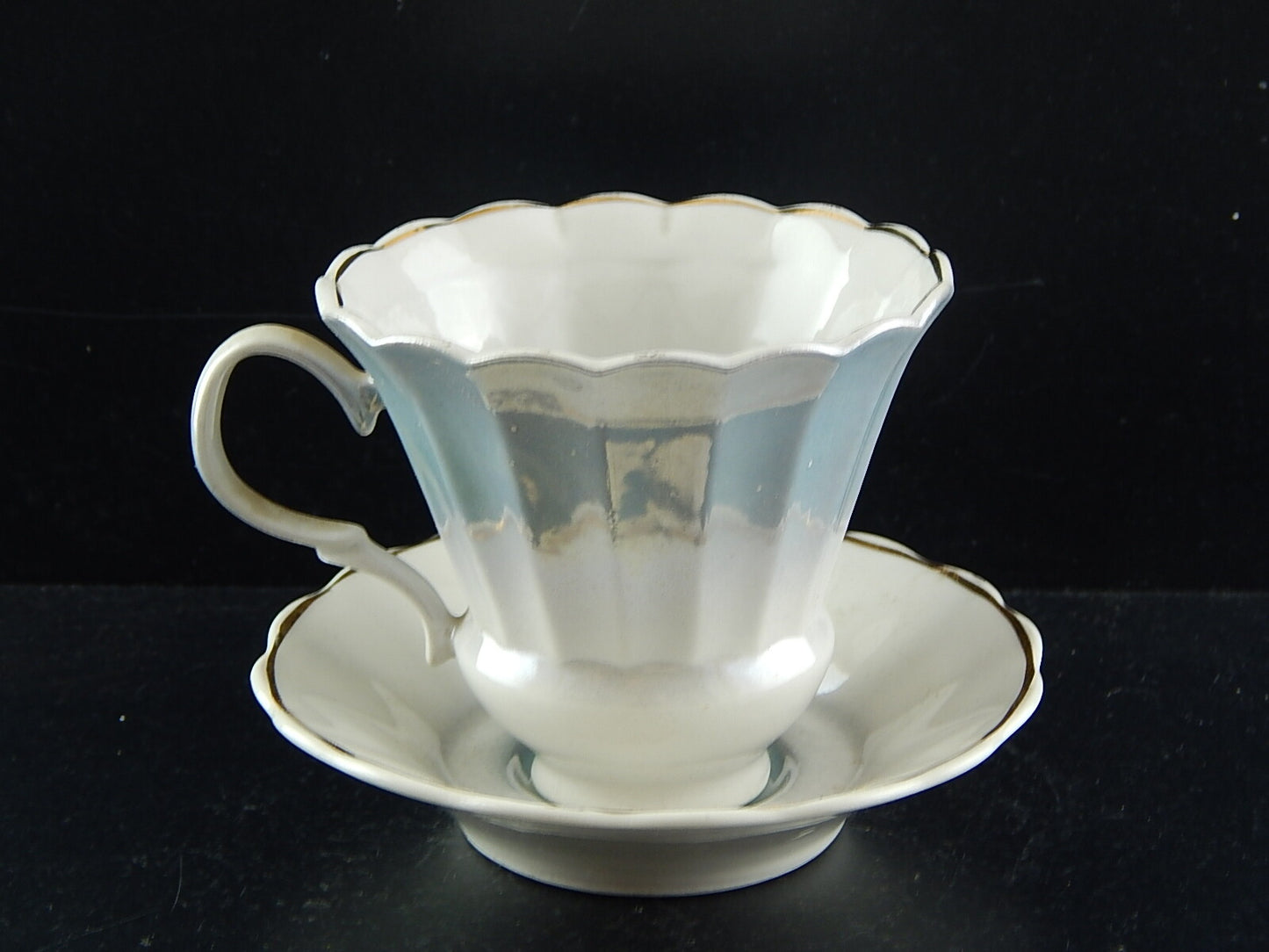 ANTICA ART DECO TAZZA PIATTO MANIFATTURA RUSSA DECORO AZZURRO SFUMATO COLLEZIONE