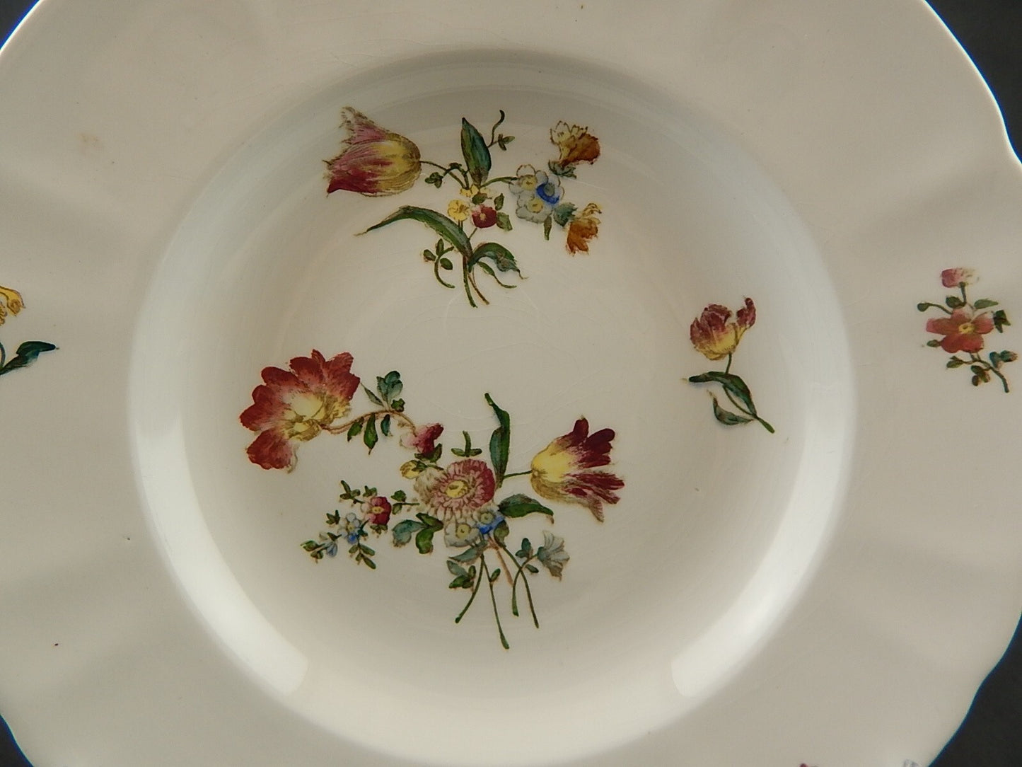 ANTICO 1800 RARISSIMO PIATTO FONDO CERAMICA RICHARD MILANO DECORO DRESDEN A131