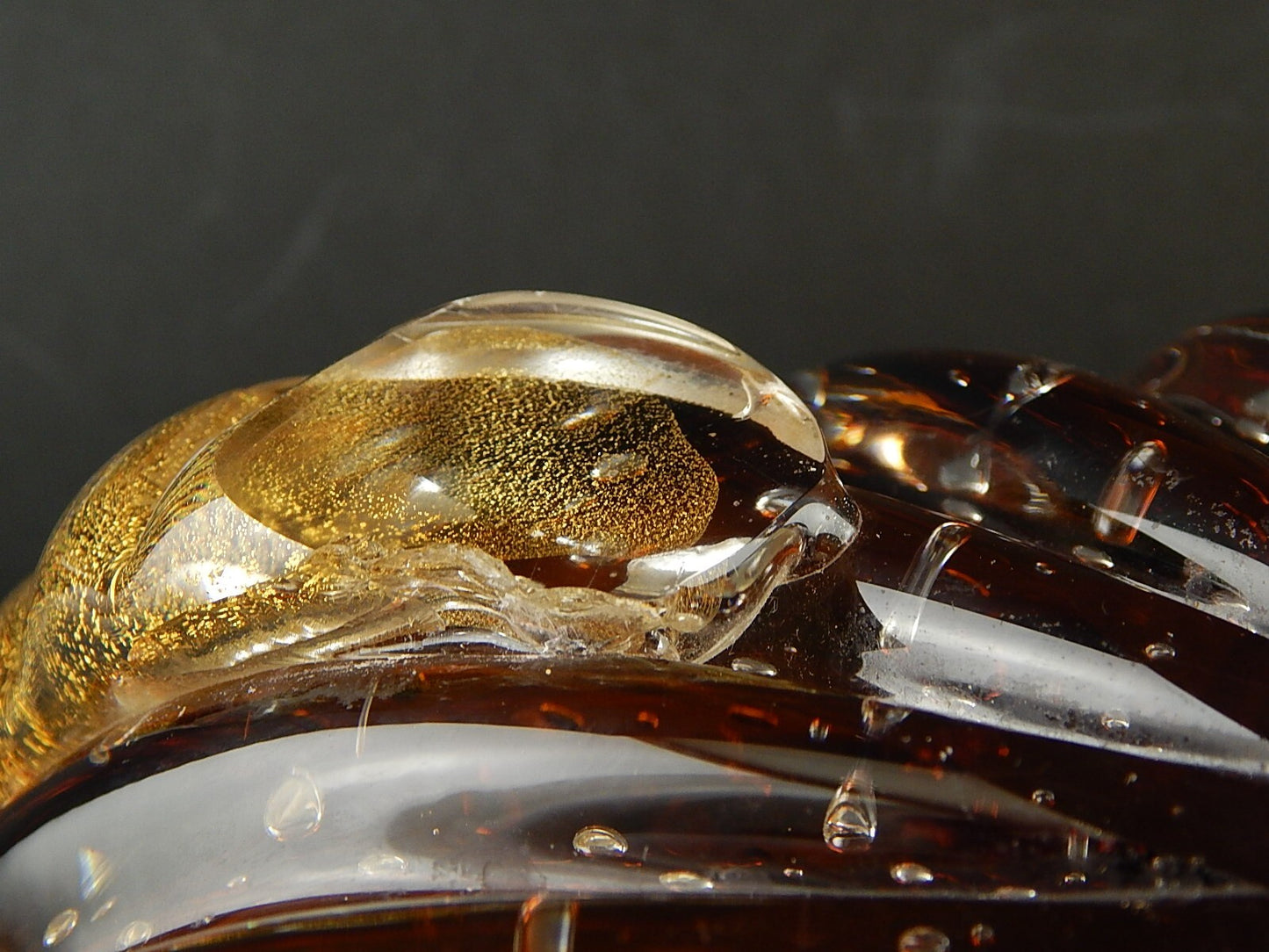 PREZIOSO RARO ART DECO CENTROTAVOLA VASCA VETRO SOFFIATO FIRMATO TOSO MURANO