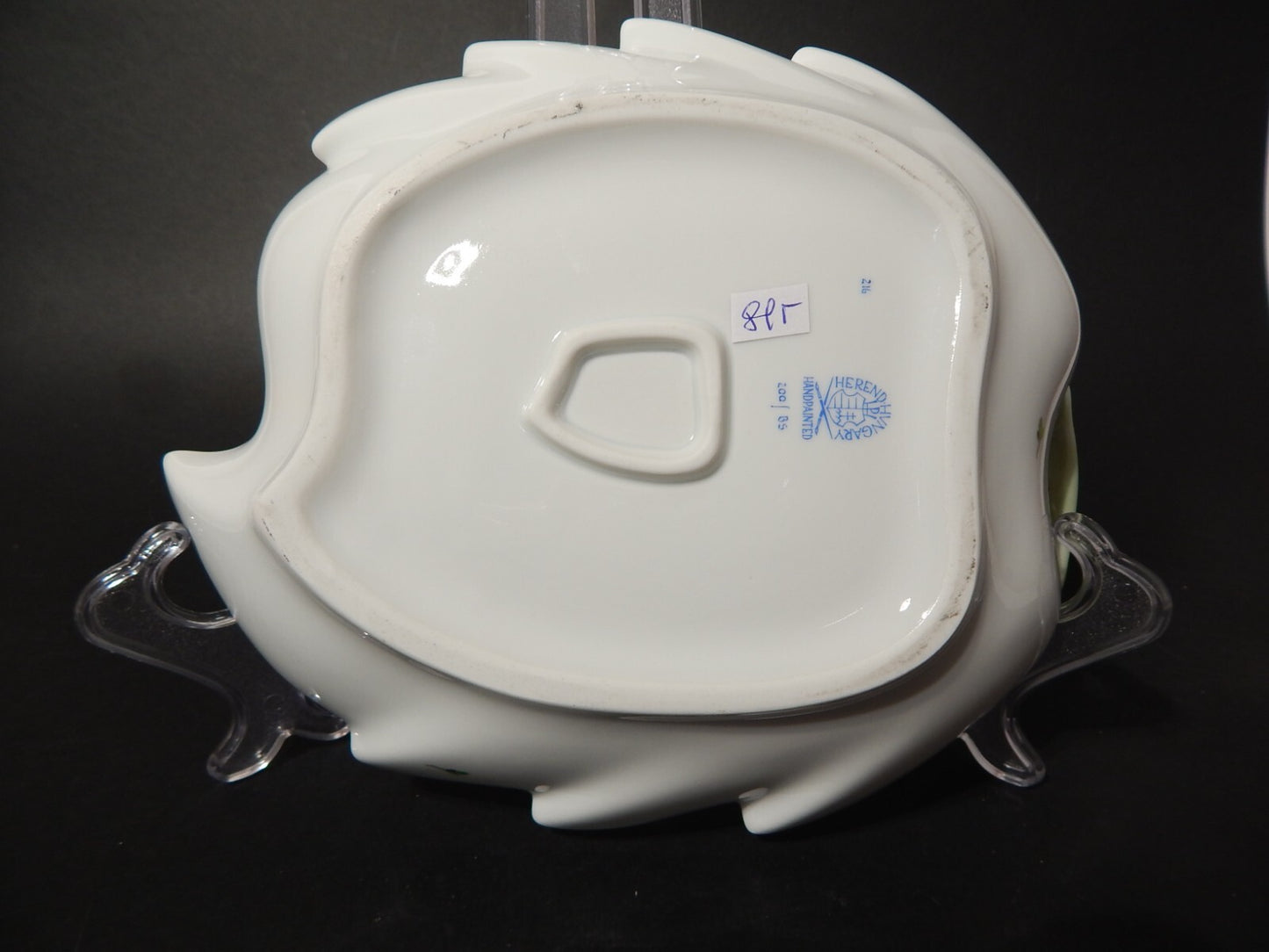 PREZIOSA PORCELLANA HEREND PIATTO A FOGLIA DIPINTO A MANO COLLEZIONE BOUQUET