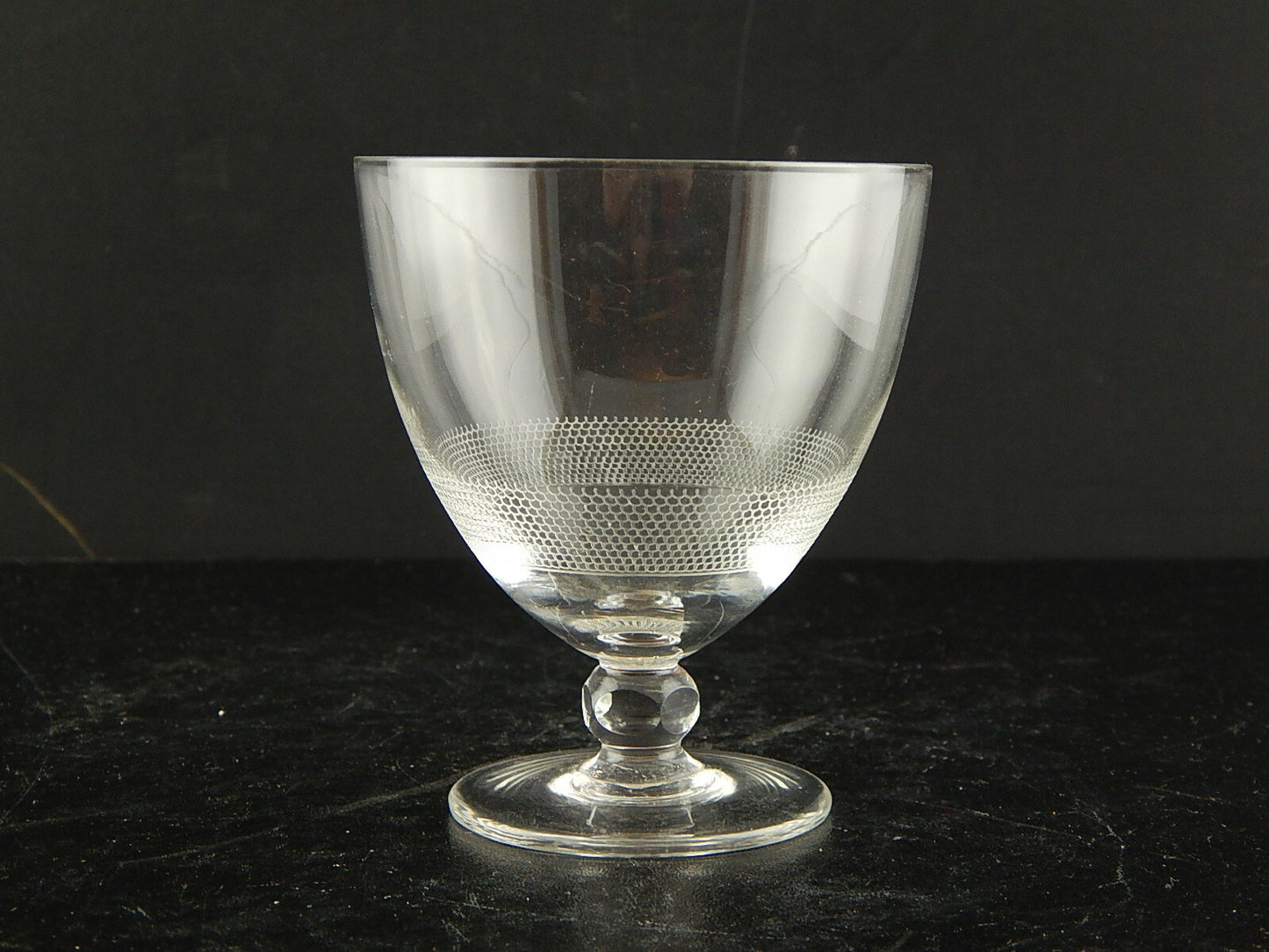 ANTICO ART DECO SET 3 BICCHIERI CALICI CRISTALLO CON DECORO SERIGRAFATO