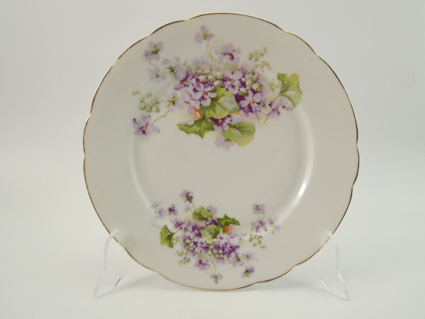 ANTICO LOTTO 6 PIATTI LIBERTY PORCELLANA BAVARIA VIOLETTE FINE 800 CON DIFETTI