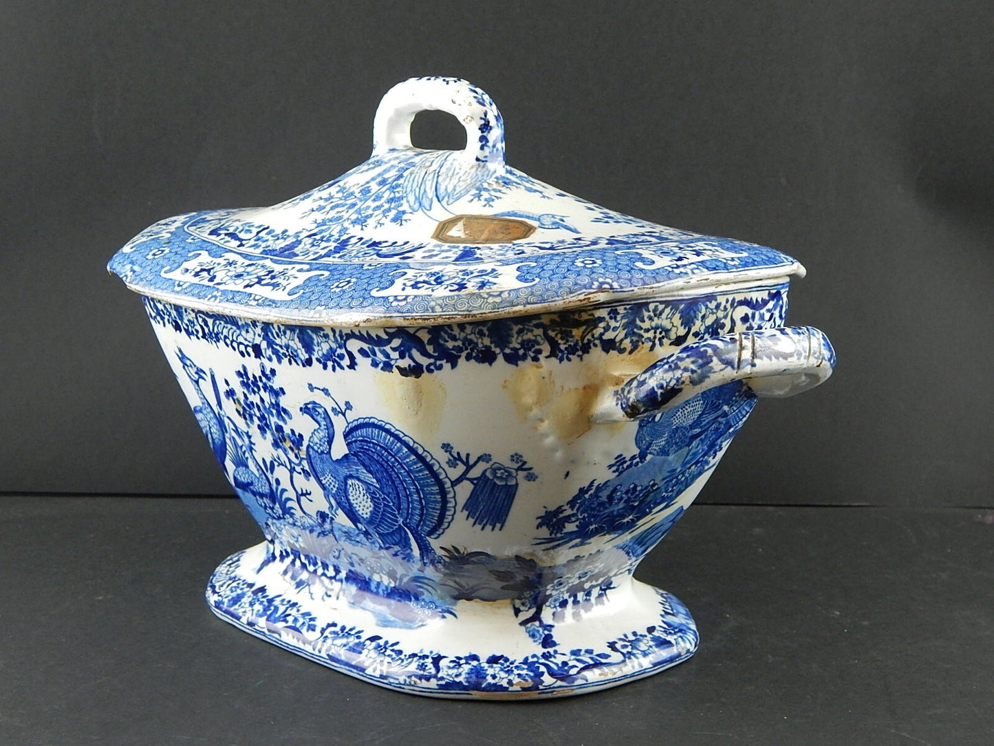 ANTICA INTROVABILE CENTROTAVOLA ZUPPIERA CERAMICA FINE 1700 GEORGIAN PERIOD
