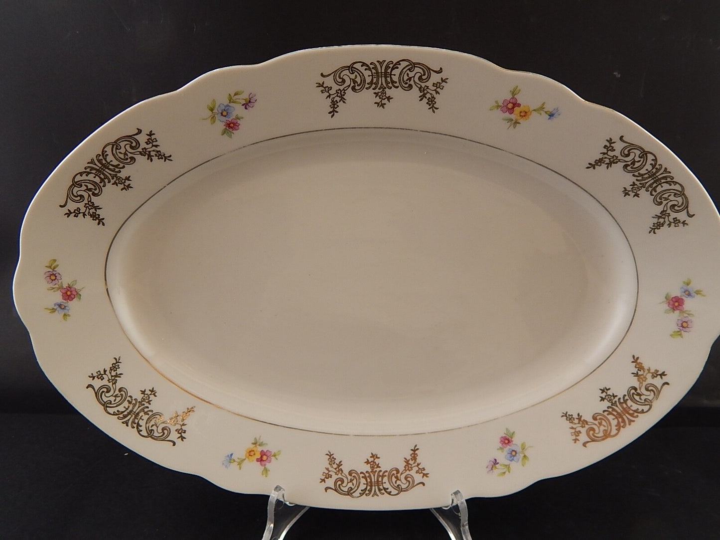 ANTICO VASSOIO PIATTO OVALE PORCELLANA SELTMANN WEIDEN DECORO THERESIA