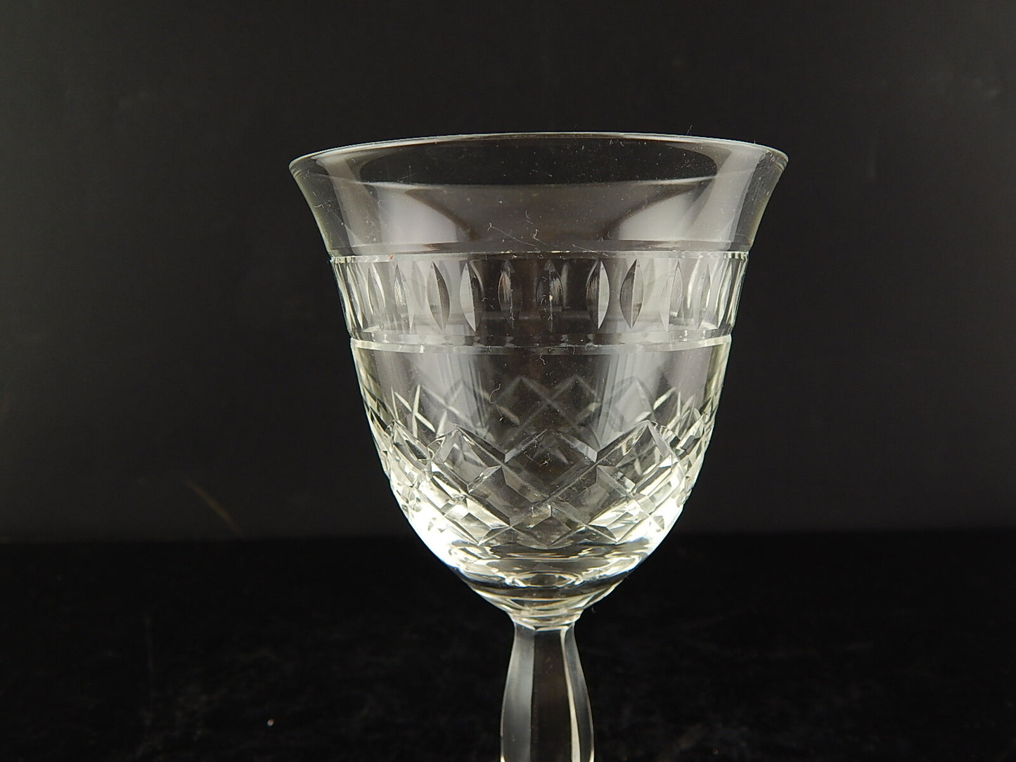 ANTICO ART DECO BICCHIERE CALICE CRISTALLO MOLATO 13 CM ALTEZZA