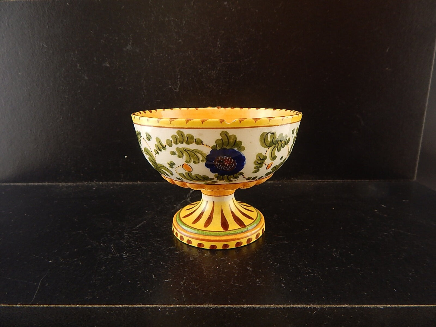 ANTICA TAZZA MAIOLICA CERAMICA POLICROMA FANTECHI ANSA A SERPE PRIMO 900 #8933