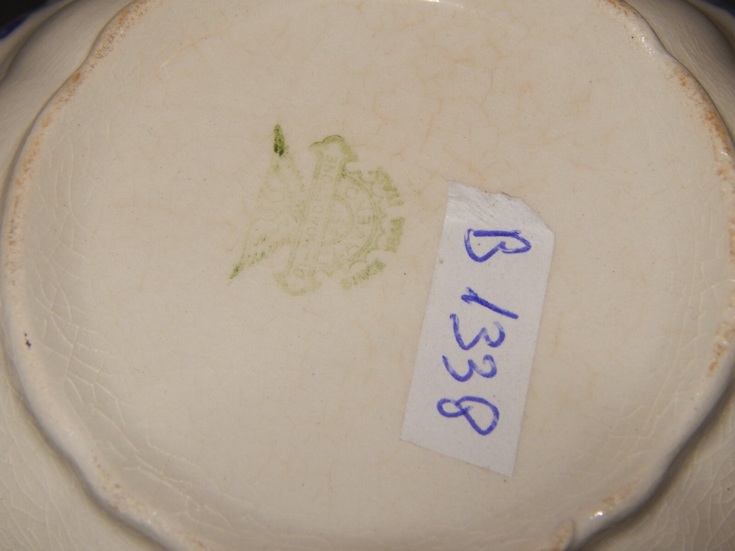 VINTAGE TAZZA BRODO CONSOMME' CERAMICA S.C.I. LAVENO DIAMONDSTONE BIANCO BLU #