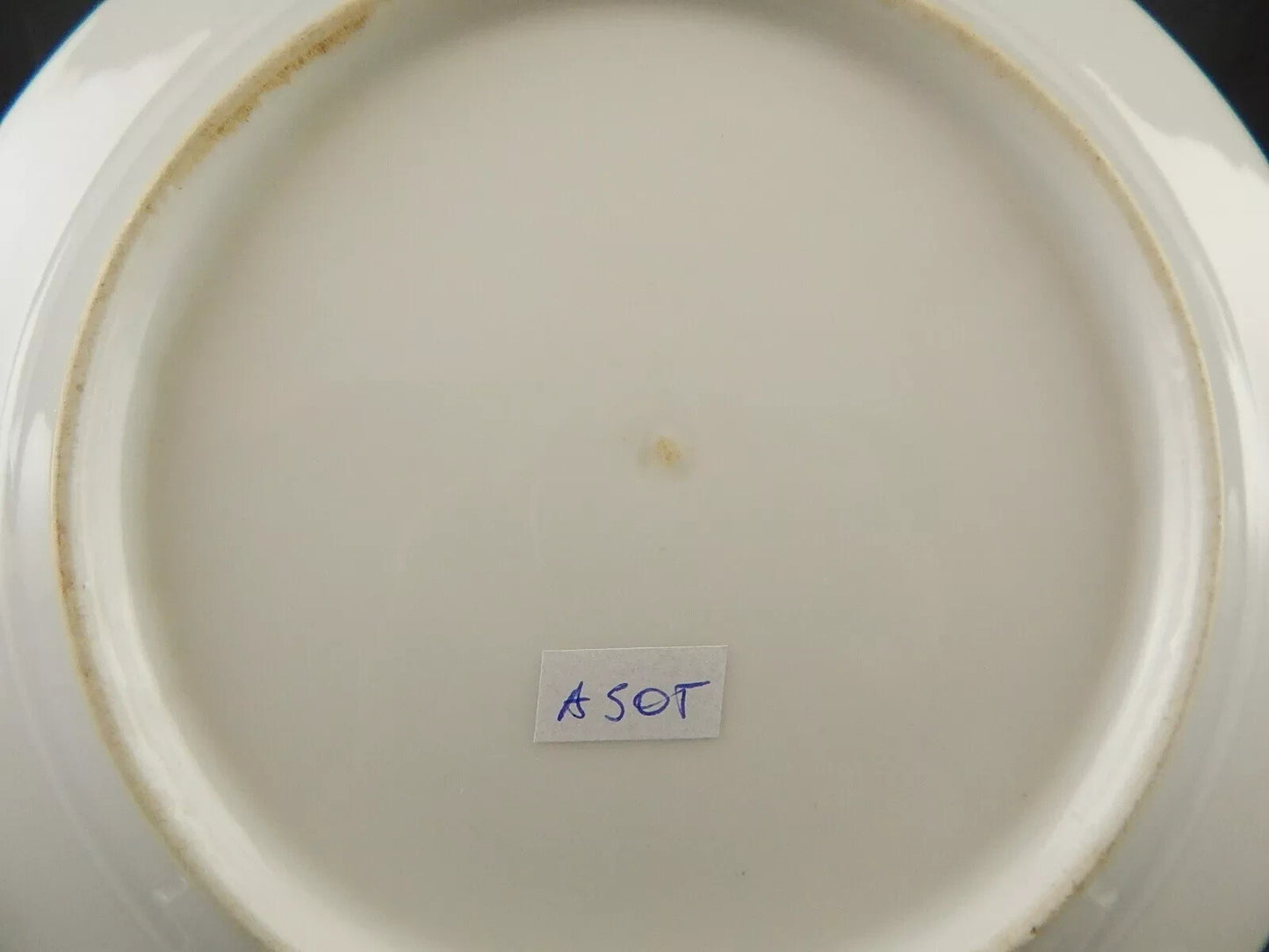 ANTICO SERVIZIO 6 PIATTI PIANI PORCELLANA PARIGI BIANCA BLU ORO NAPOLEONE III