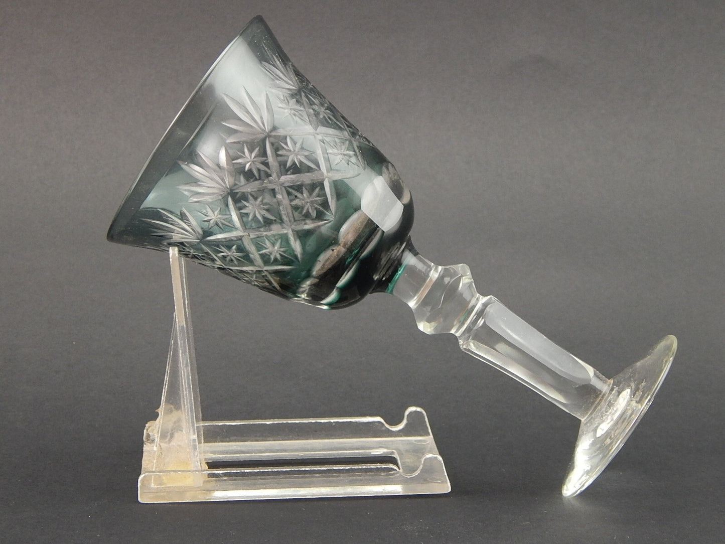 ANTICO PREZIOSO BICCHIERE CALICE CRISTALLO MOLATO BOEMIA