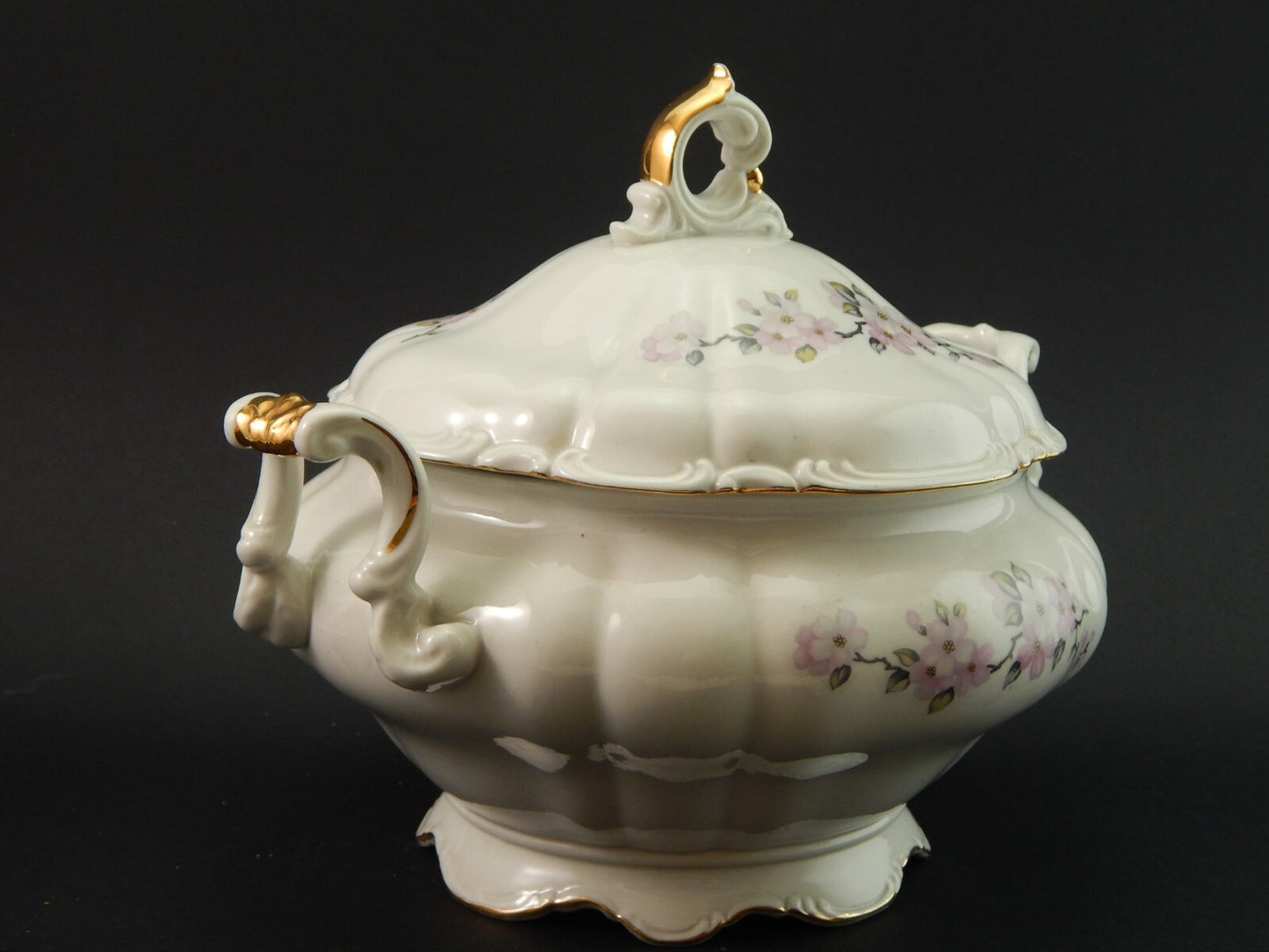 VINTAGE ROCAILLE ZUPPIERA CENTROTAVOLA DURKEN WALLDORF CERAMICA FIORE DI PESCO