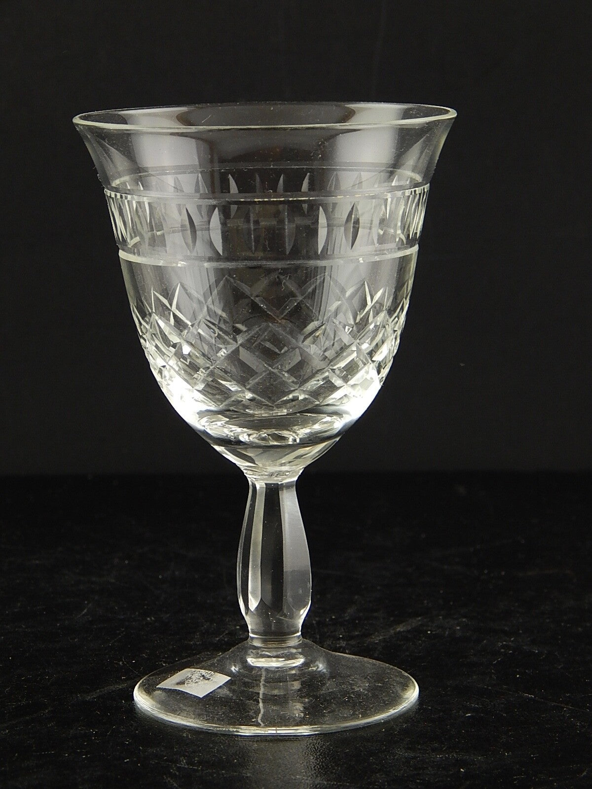 ANTICO ART DECO BICCHIERE CALICE CRISTALLO MOLATO 13 CM ALTEZZA