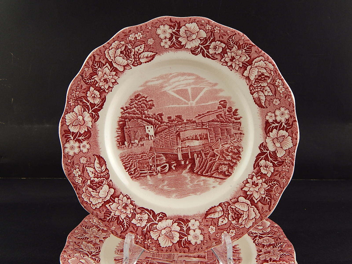 ANTICO SET 4 PIATTI SEMI PORCELLANA PALISSY POTTERY THAMES RIVER SCENES WINDSOR