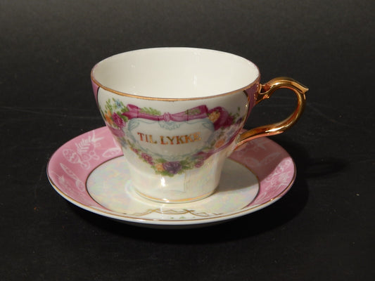 ANTICA TAZZA TE' PORCELLANA A LUSTRO ART NOUVEAU LIBERTY TIL LIKKE