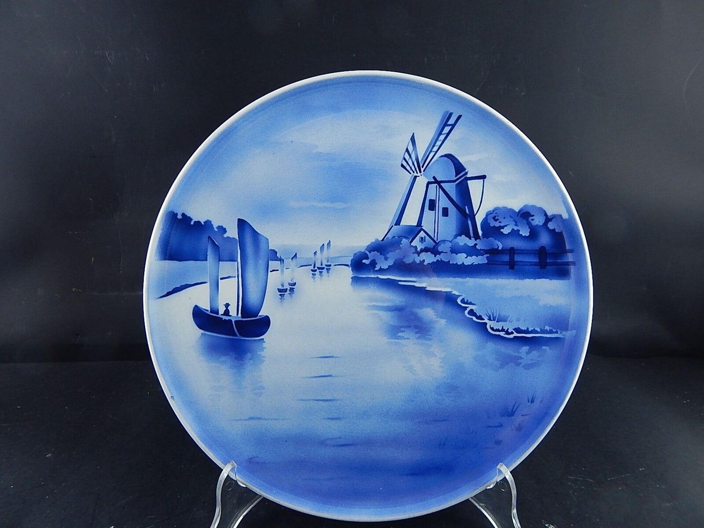 ANTICO PIATTO PARETE DECORATIVO PORCELLANA VILLEROY&BOCH MARINA E MULINO A VENTO