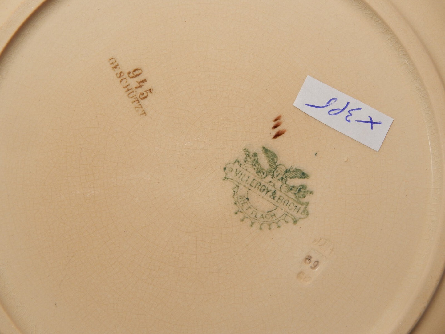 ANTICO RARO PIATTO CERAMICA VILLEROY&BOCH METTLACH DI FINE 1800 CM 23