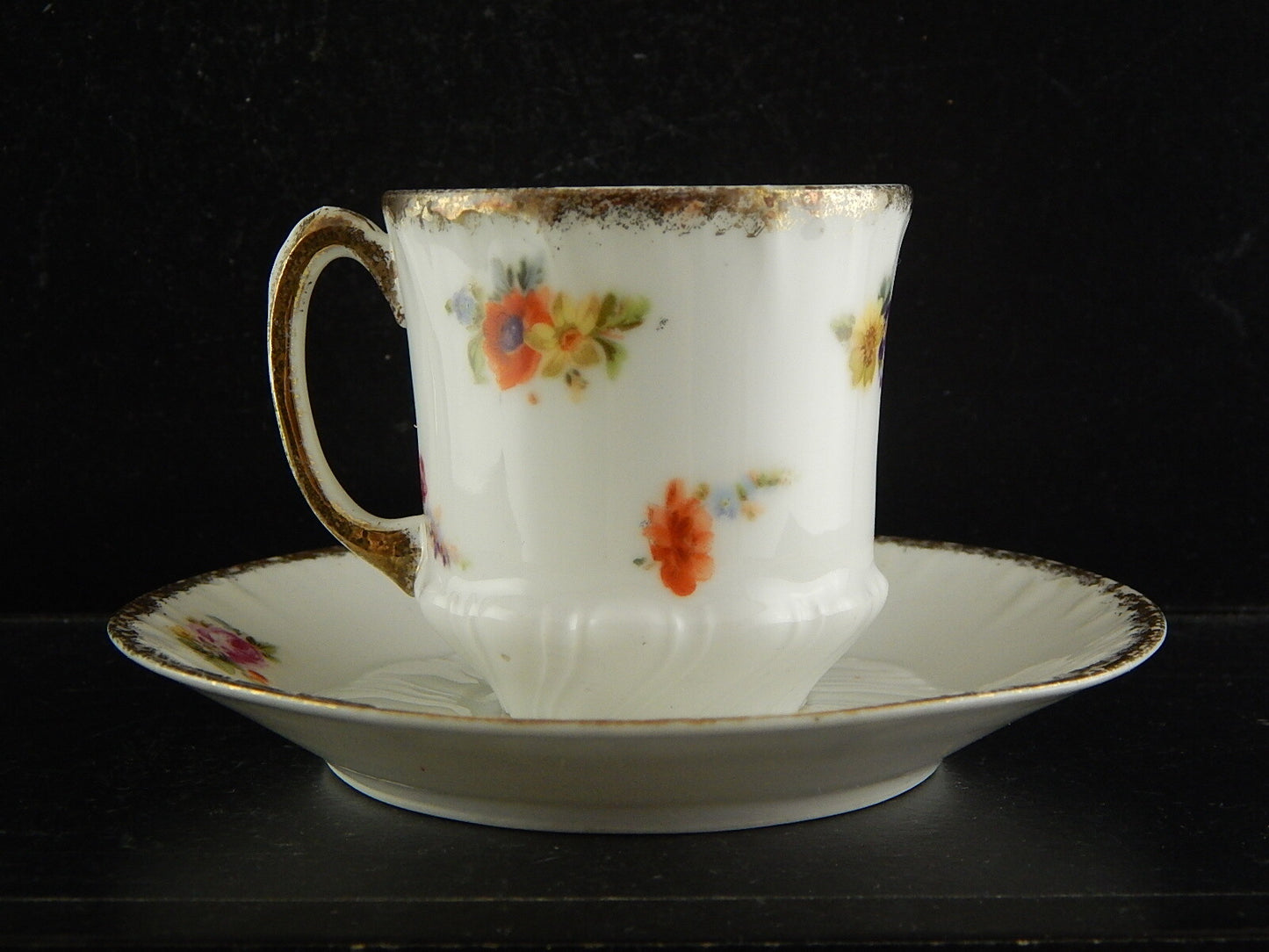 ANTICO SET TAZZA PIATTO PORCELLANA LIMOGES ART NOUVEAU LIBERTY DIPINTA MANO
