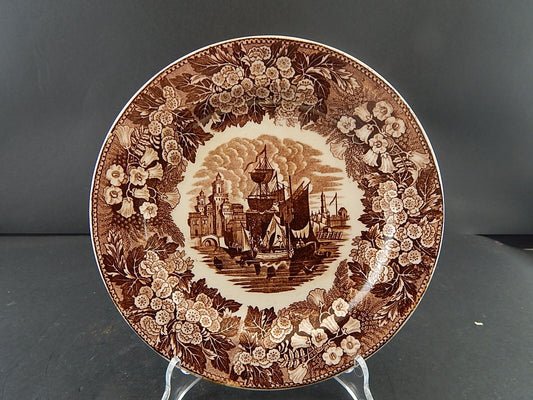 ANTICO PIATTO SEMI PORCELLANA RICHARD MILANO DECORO FERRARA META' 800 #A27