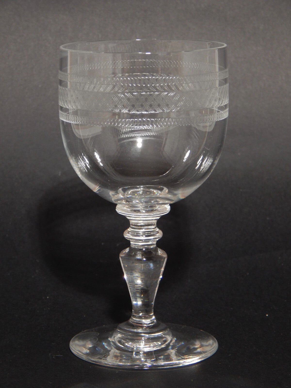 ANTICO ELEGANTE RARO ART DECO SERVIZIO 12 CALICI CRISTALLO MOLATO E INCISO