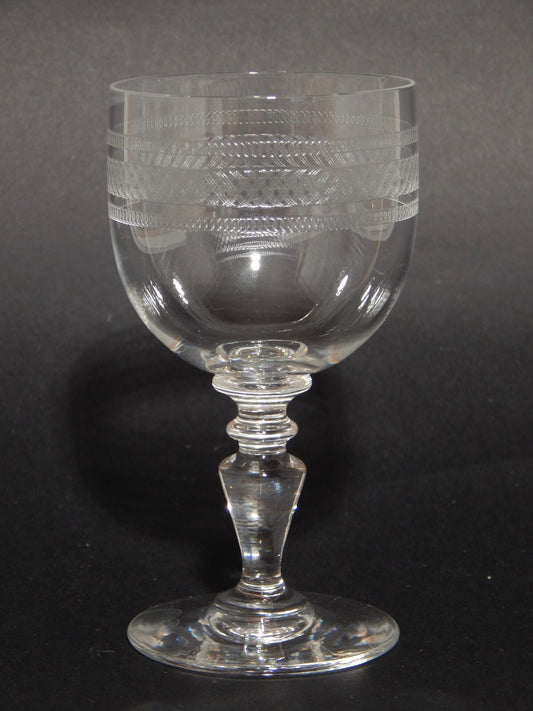 ANTICO ELEGANTE RARO ART DECO SERVIZIO 12 CALICI CRISTALLO MOLATO E INCISO