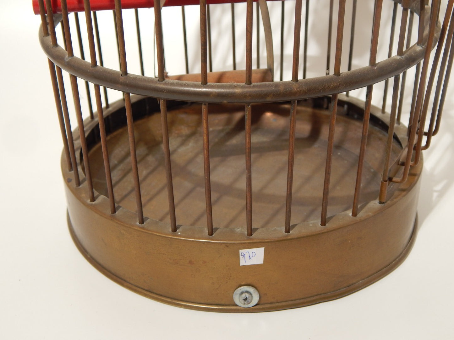 ANTICA ORIGINALE GABBIA A SOSPENSIONE IN OTTONE PER UCCELLI