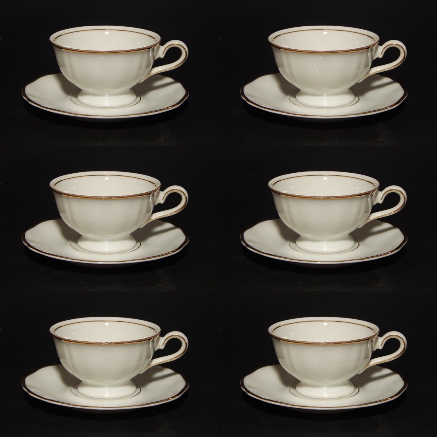 ANTICO SERVIZIO 6 TAZZINE CAFFE' PORCELLANA BIANCA E ORO BAVARIA OSCAR SCHALLER