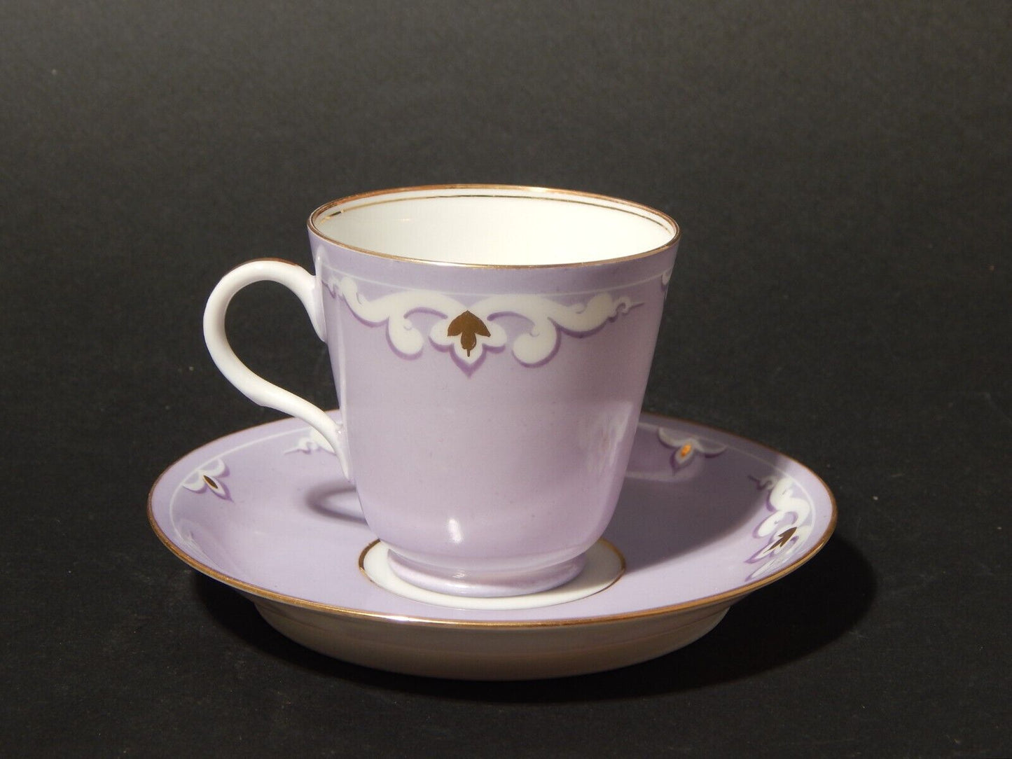 ANTICA RARA LIBERTY TAZZINA CAFFE' FINISSIMA PORCELLANA VIOLA LILLA DIFETTO