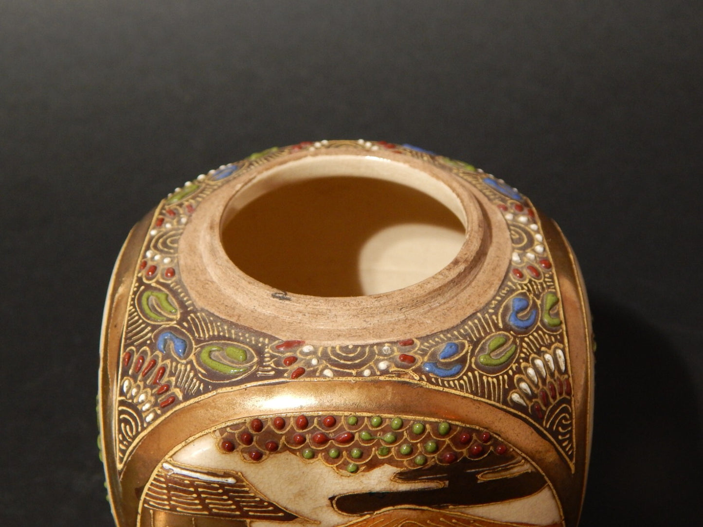 ANTIQUARIATO ORIENTALE 1920 VASO URNA CERAMICA GIAPPONE SATSUMA KINKOZAN TSUKURU