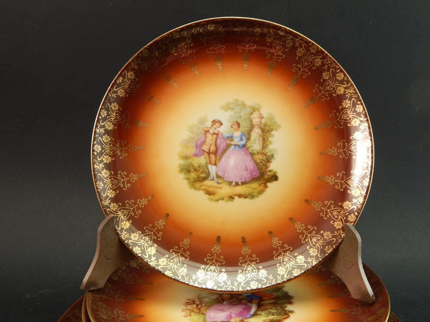 ANTICO SERVIZIO DESSERT PORCELLANA HUTSCHENREUTHER BAVARIA SCENE GALANTI