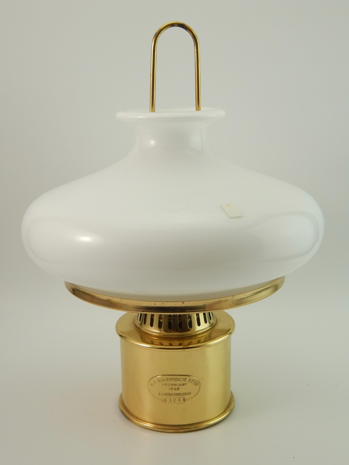 ANTICA LAMPADA PETROLIO NAUTICA VETRO OPALINO HOLMEGAARD HARNISCH COPENHAGEN