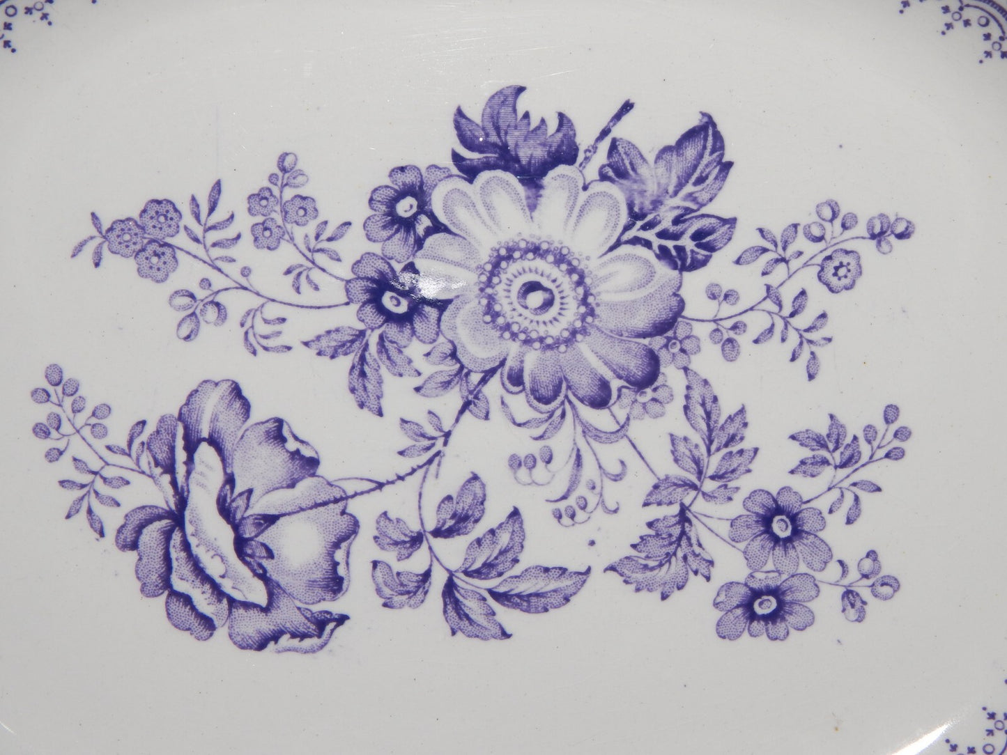 ANTICO RARO VASSOIO CERAMICA STAFFORDSHIRE PRIMAVESI 1860 ERMINE BORDER VIOLA #