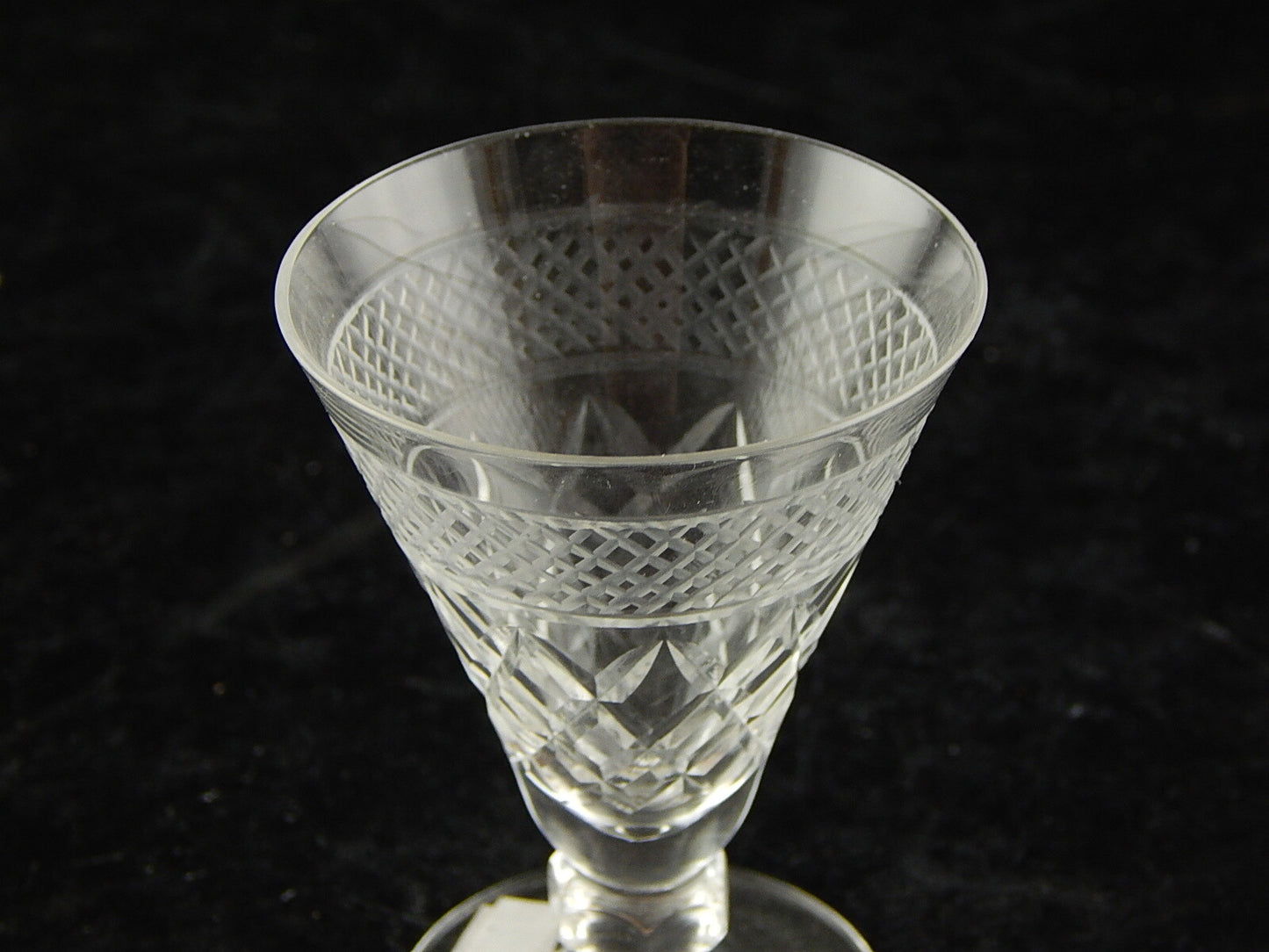 ANTICO ART DECO BICCHIERE CALICE CRISTALLO MOLATO 7 CM ALTEZZA