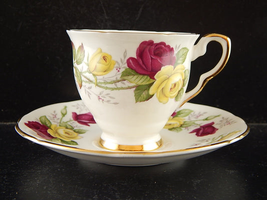 VINTAGE RARA TAZZA PORCELLANA INGLESE ROYAL STAFFORD DECORO SUMMER DAY