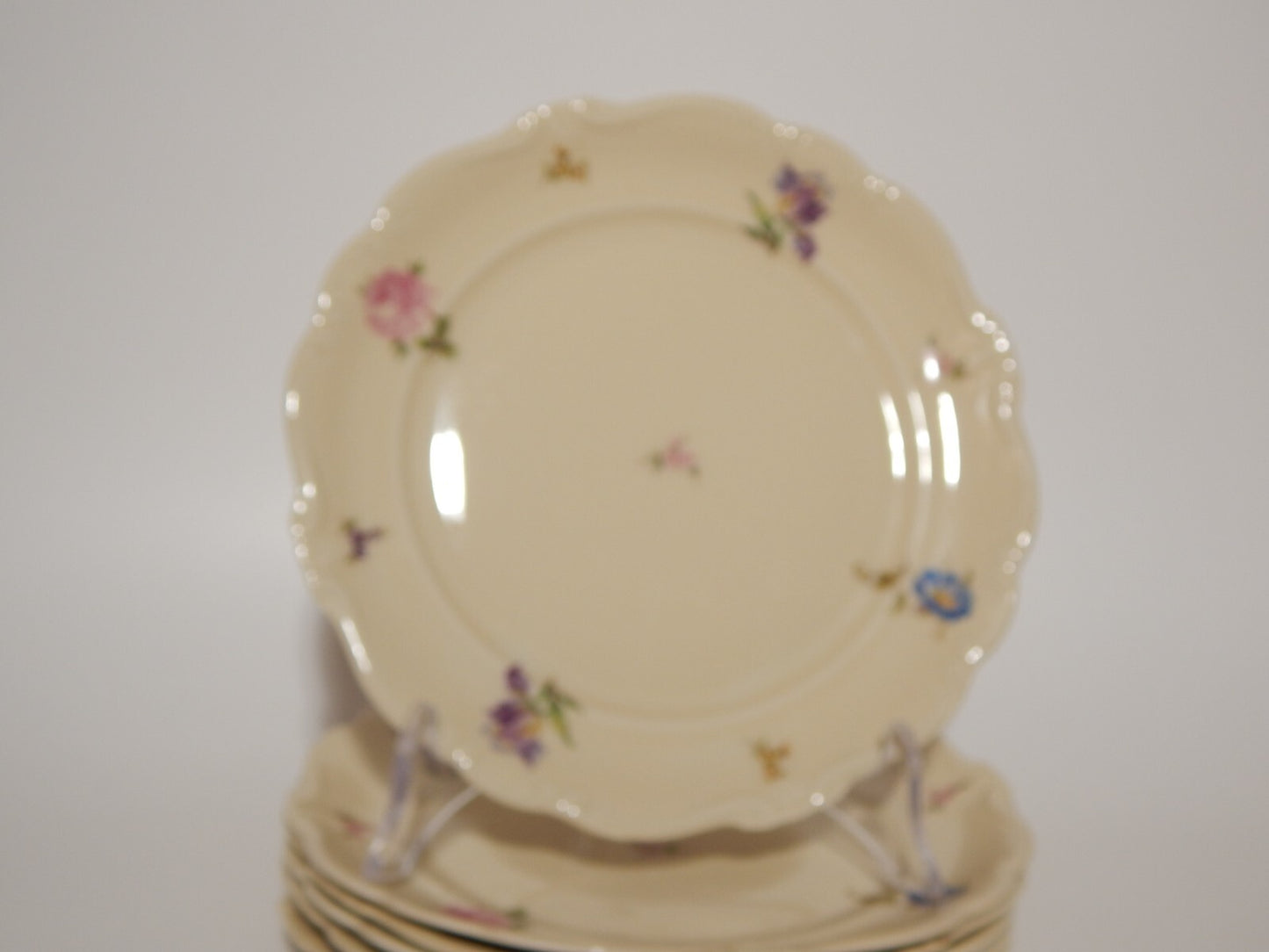 PREZIOSO ANTICO SERVIZIO 6 PIATTI DESSERT PORCELLANA ROSENTHAL POMPADOUR