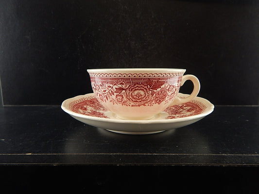 VINTAGE TAZZA DA TE' PORCELLANA VILLEROY&BOCH DECORO BURGENLAND ROSSO