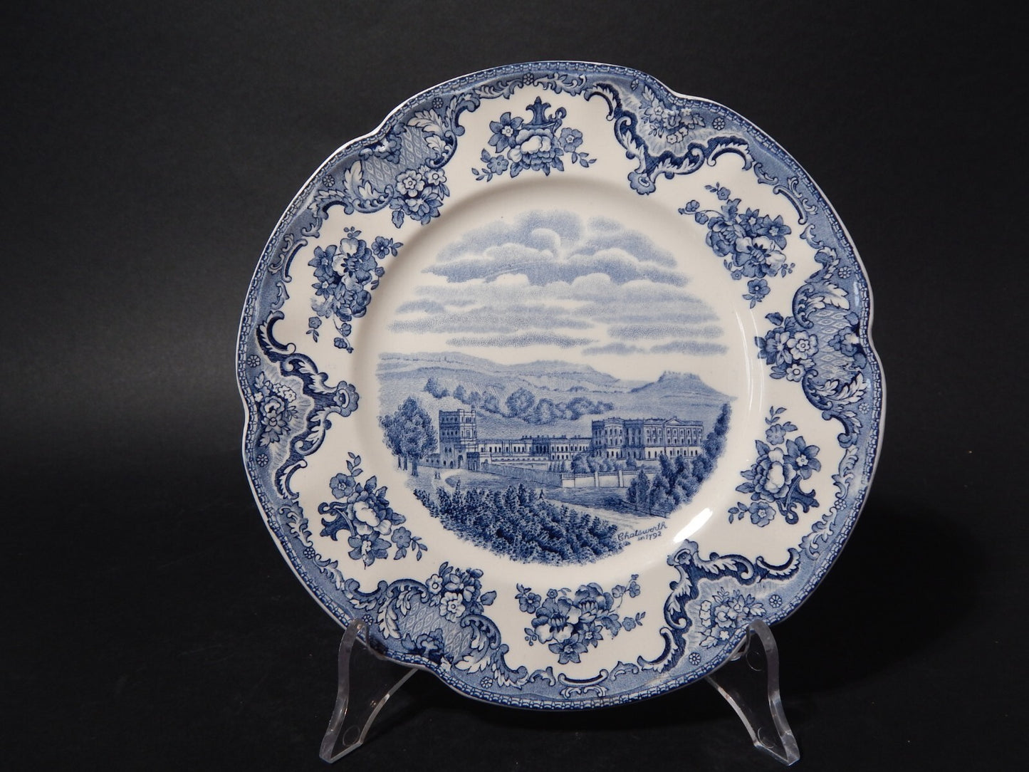 VINTAGE JOHNSON BROS OLD BRITAIN CASTLE BLU PIATTO DESSERT PORCELLANA DIFETTO