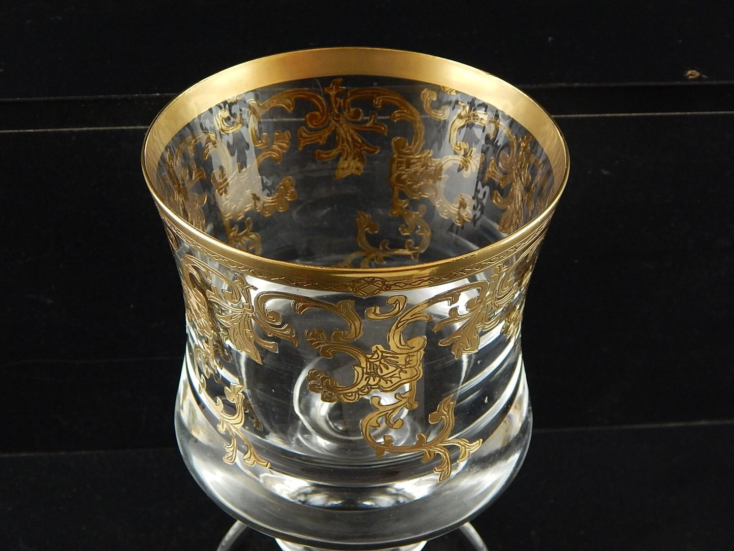 PREZIOSO GRANDE BICCHIERE COPPA VETRO SOFFIATO MURANO DECORO VENEZIANO ORO